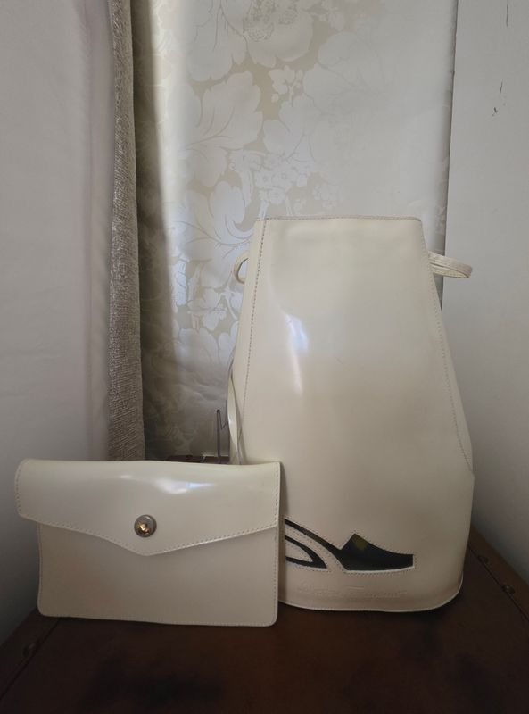 Salvatore Ferragamo Cream patent leather backpack