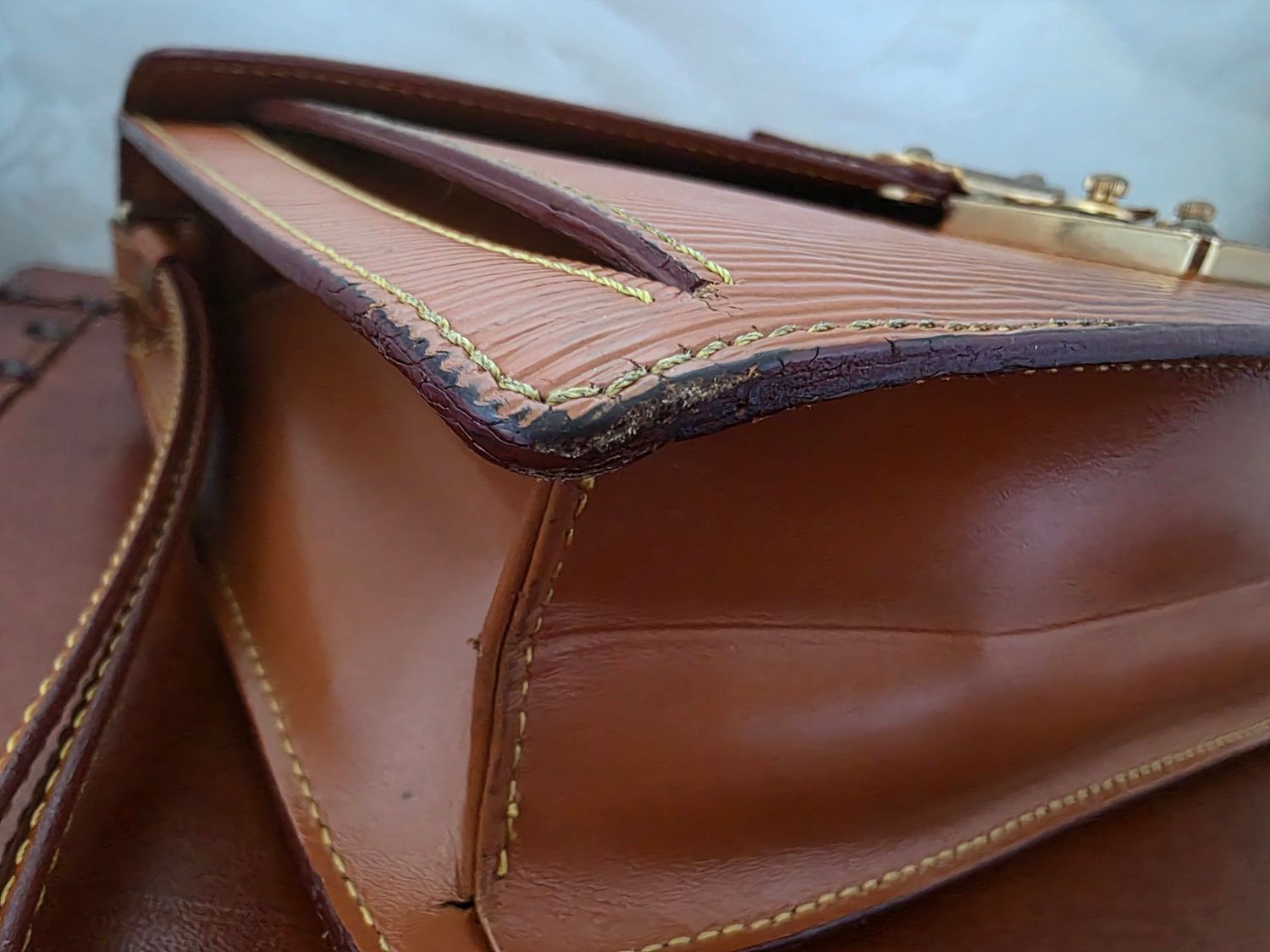 Louis Vuitton Cognac brown Serie Dragonne Epi leather Clutch bag 