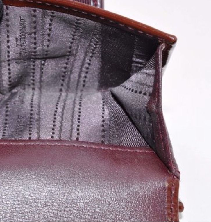 Salvatore Ferragamo Bars Bow Wallet Patent Leather Burgundy