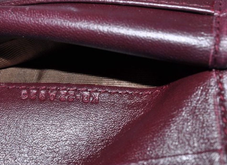 Salvatore Ferragamo Bars Bow Wallet Patent Leather Burgundy