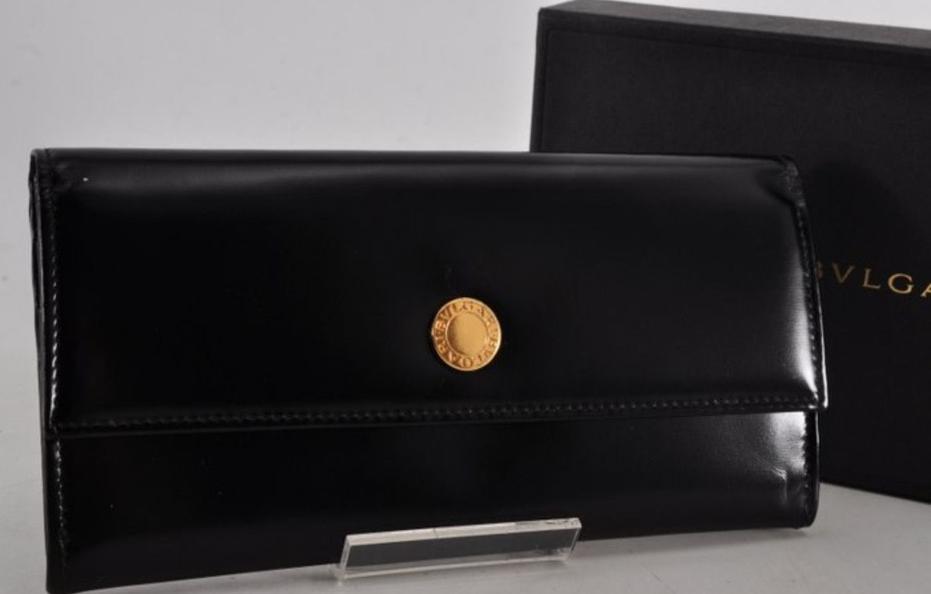 Bvlgari Long Wallet Patent Leather Black Bvlgari Long Wallet Patent Leather Black