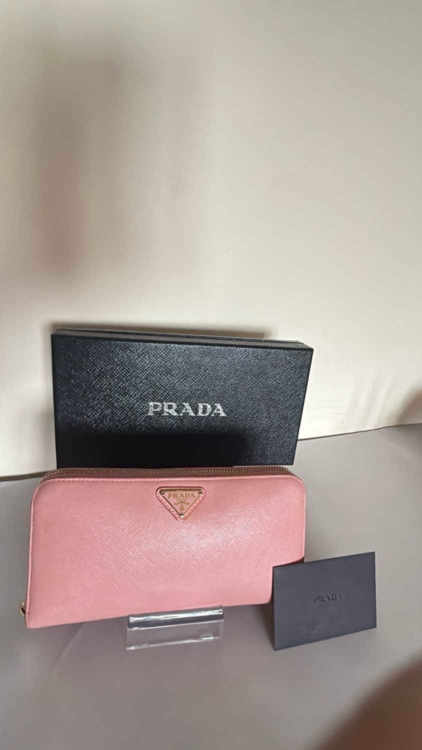 Prada Long Wallet Safiano Leather Pink