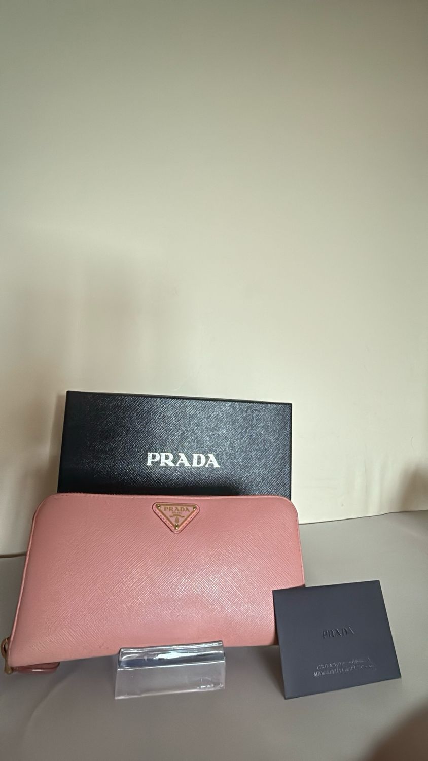 Prada Long Wallet Safiano Leather Pink
