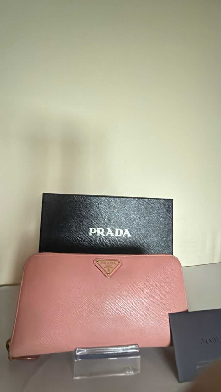 Prada Long Wallet Safiano Leather Pink