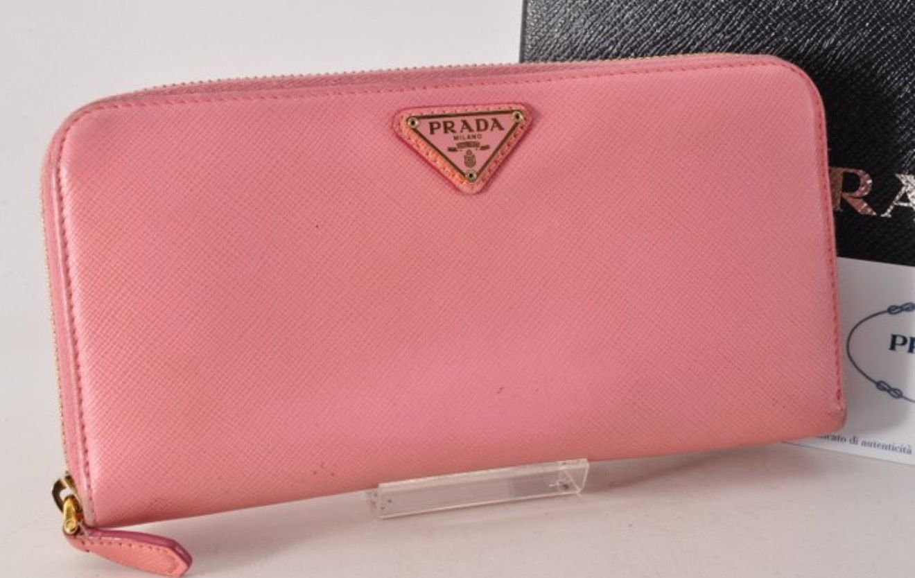 Prada Long Wallet Safiano Leather Pink