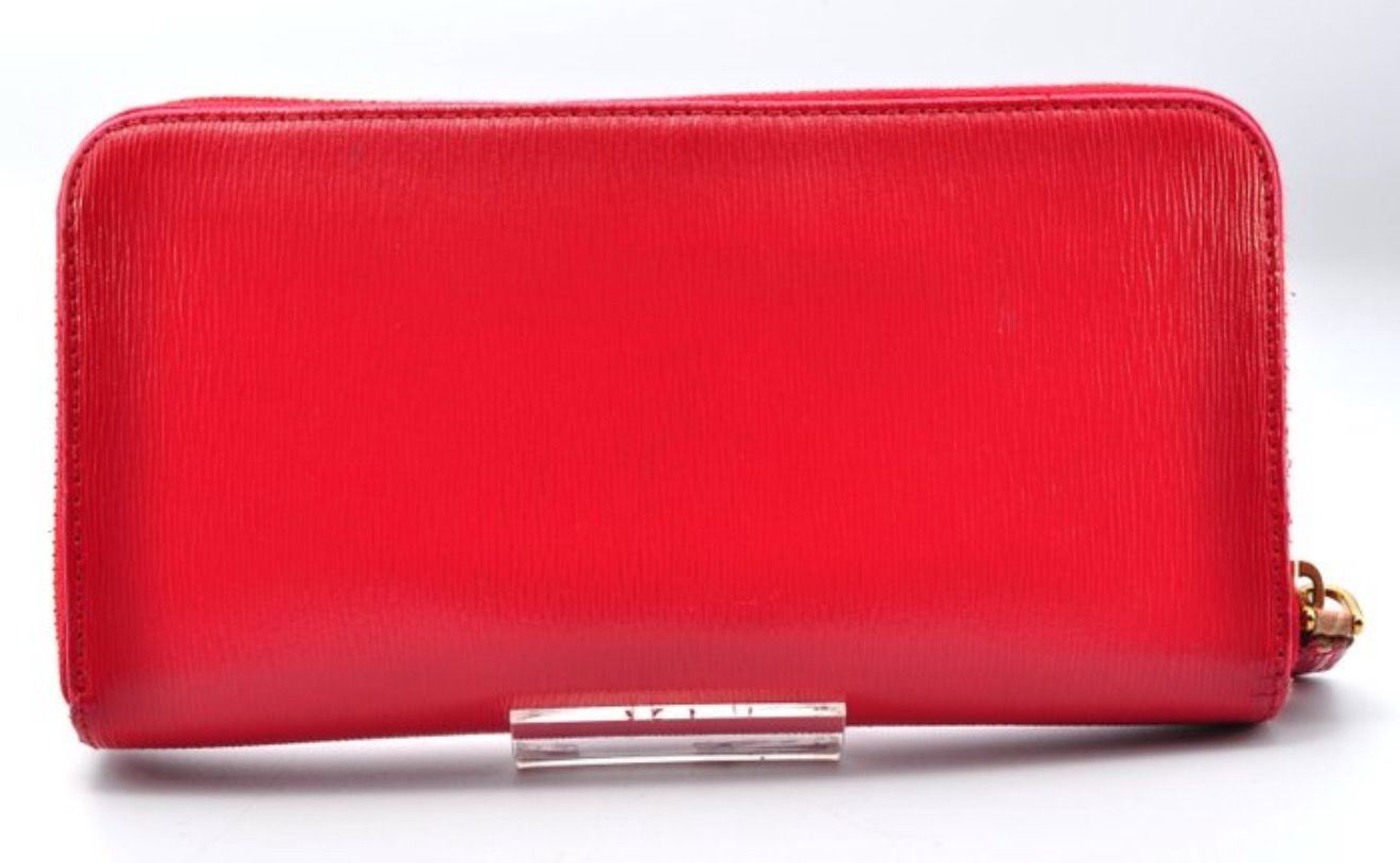 Prada leather Zip Round Red Wallet