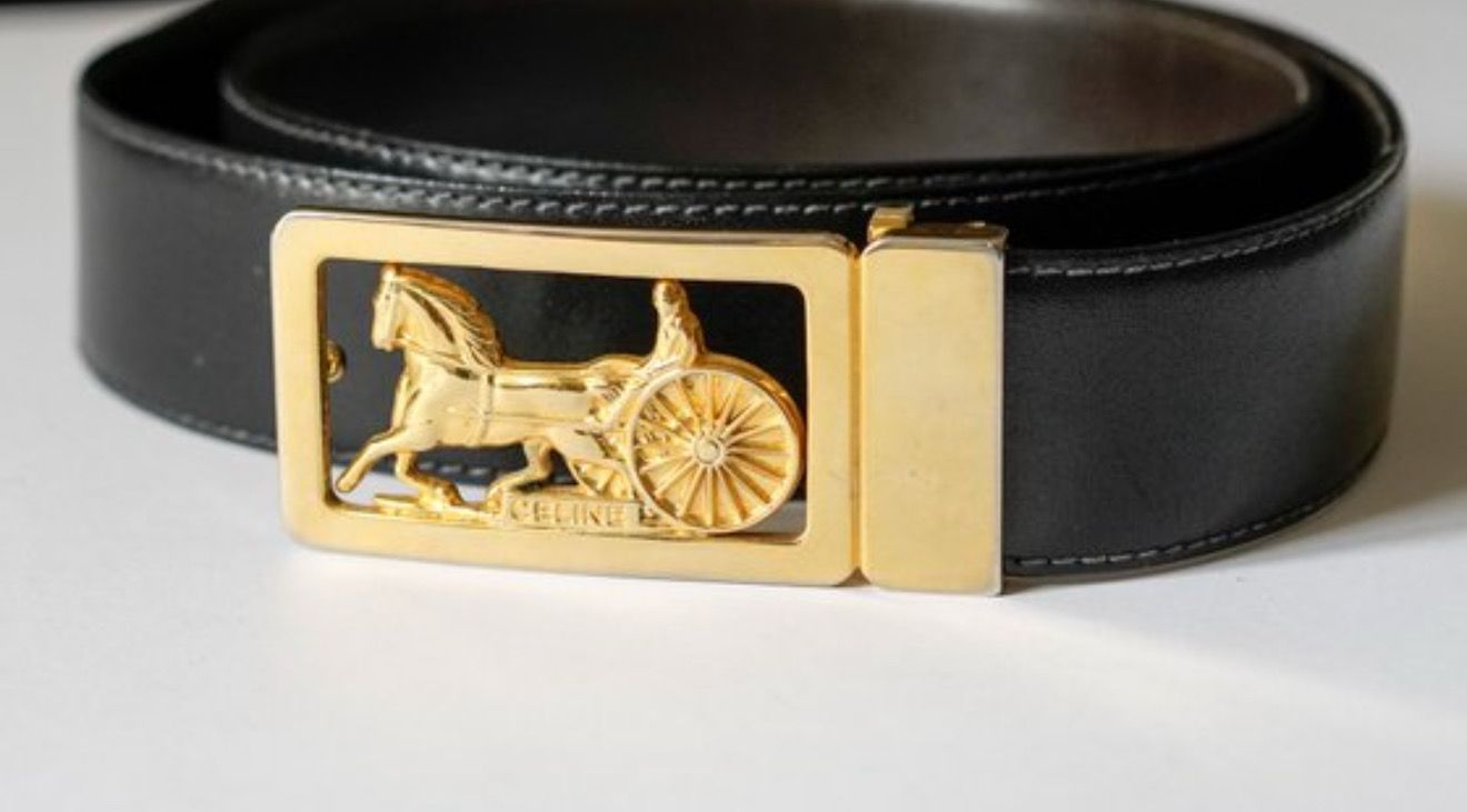 Celine Triomphe leather Belt Black