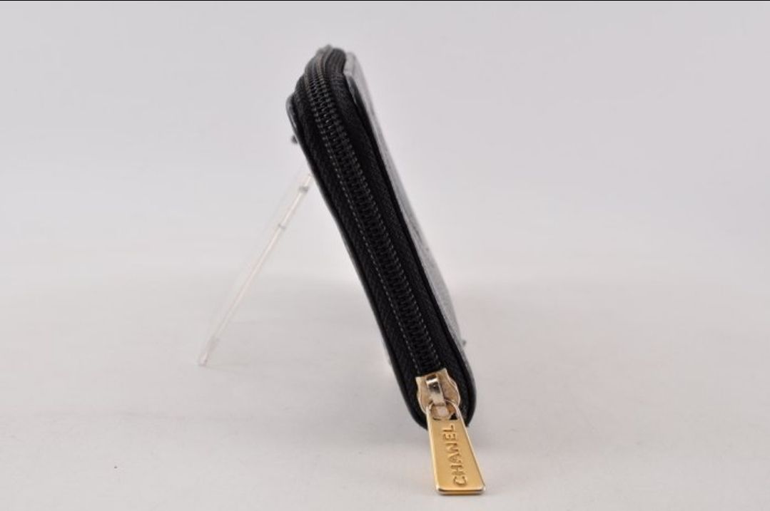 Chanel zip around  Leather wallet black
