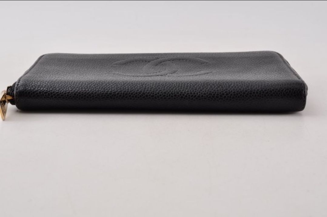 Chanel zip around  Leather wallet black