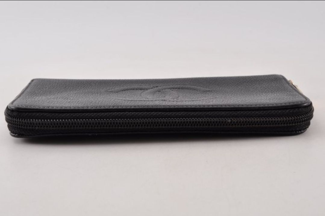 Chanel zip around  Leather wallet black