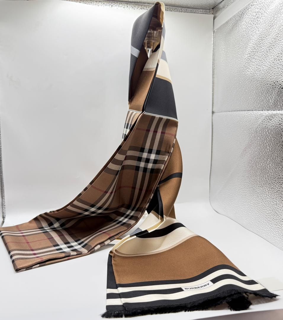 Burberry classic check brown Silk Scarf