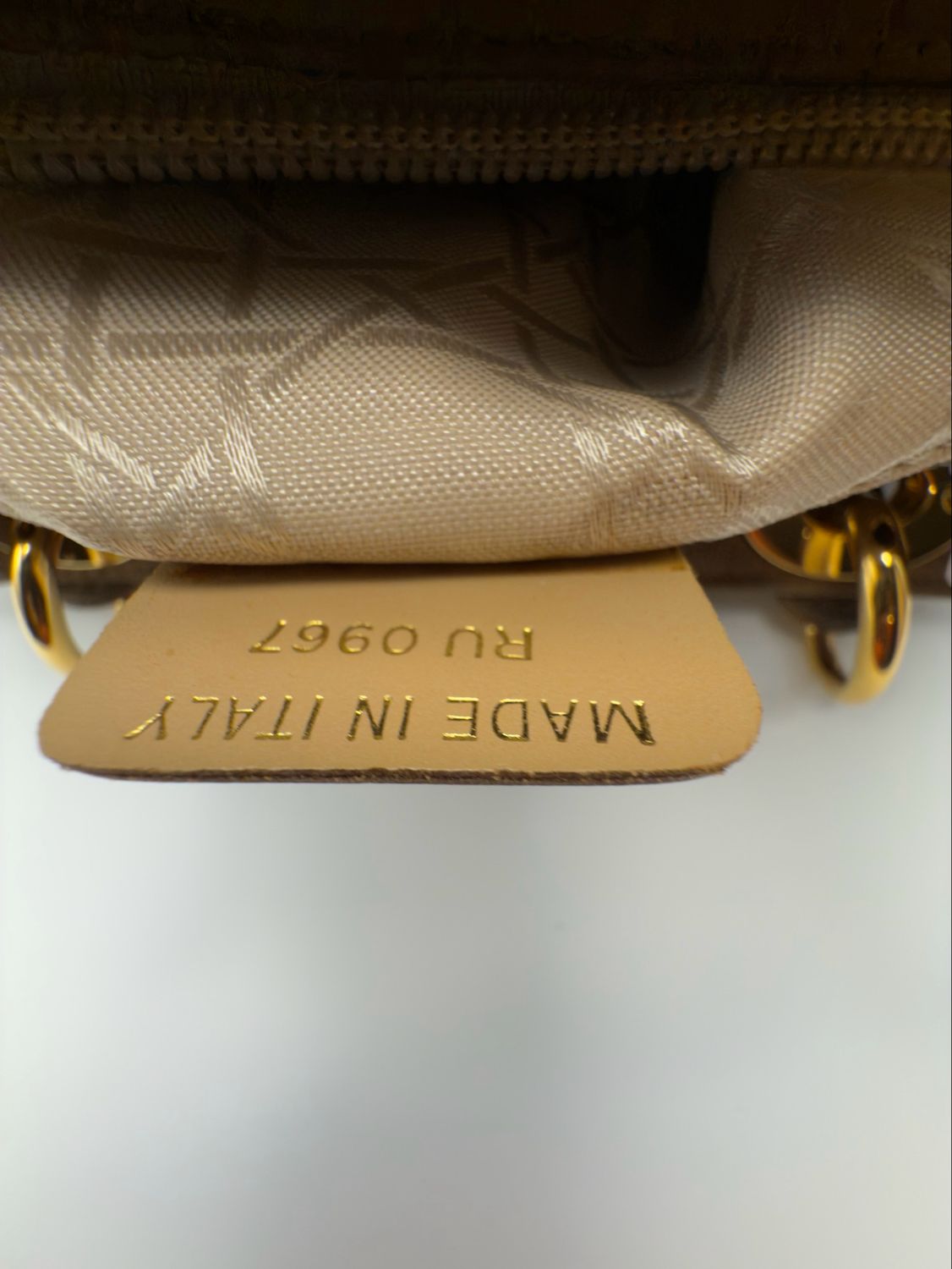 Christian Dior Lady Dior Handbag – Beige Nylon with Gold-Plated Hardware