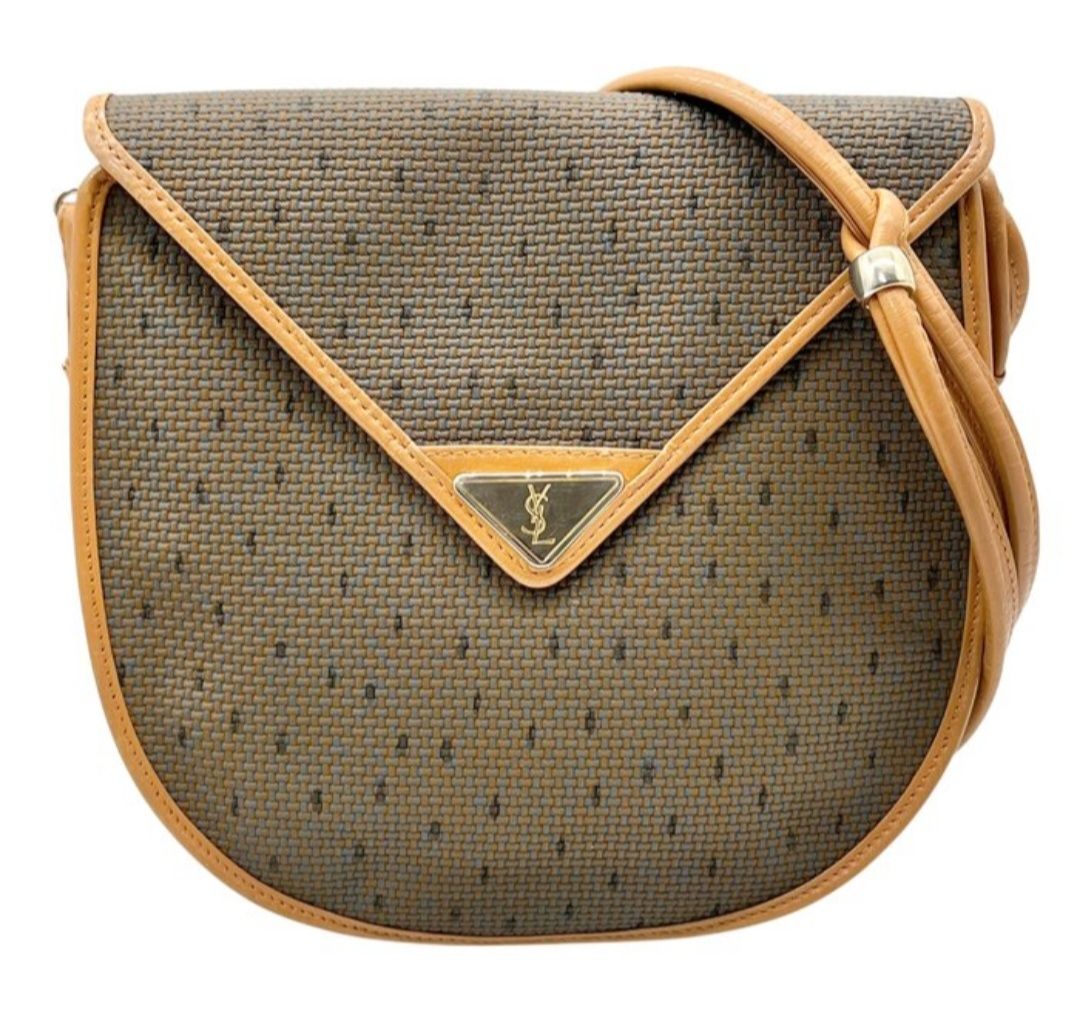 Yves Saint Laurent khaki/leather bag 