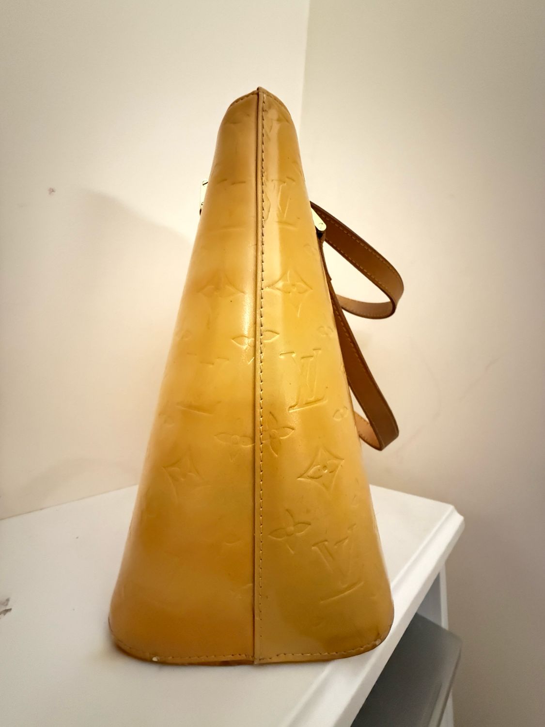 Louis Vuitton Yellow Monogram Vernis Houston Tote Leather Bag