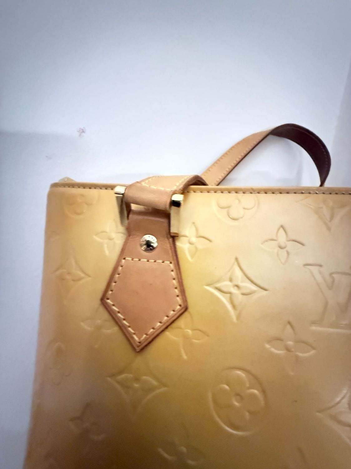 Louis Vuitton Yellow Monogram Vernis Houston Tote Leather Bag