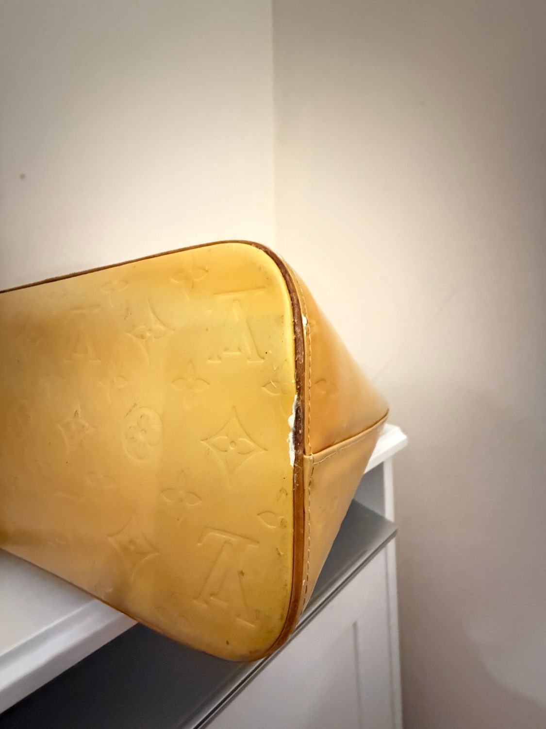 Louis Vuitton Yellow Monogram Vernis Houston Tote Leather Bag