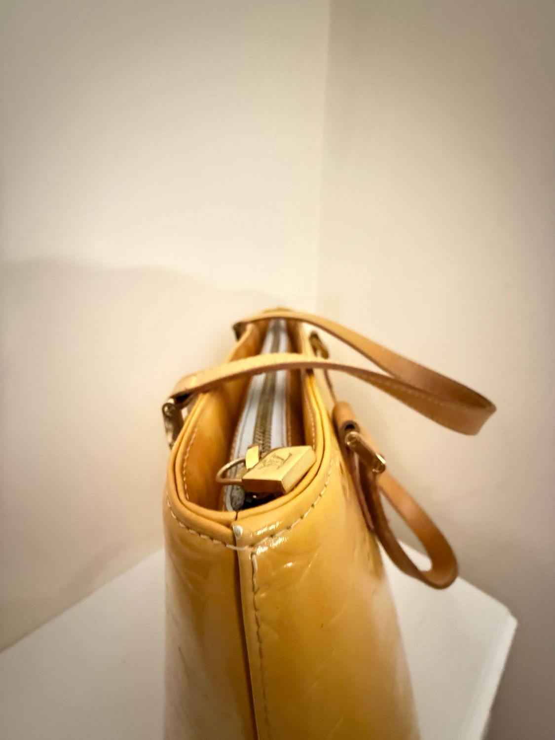 Louis Vuitton Yellow Monogram Vernis Houston Tote Leather Bag