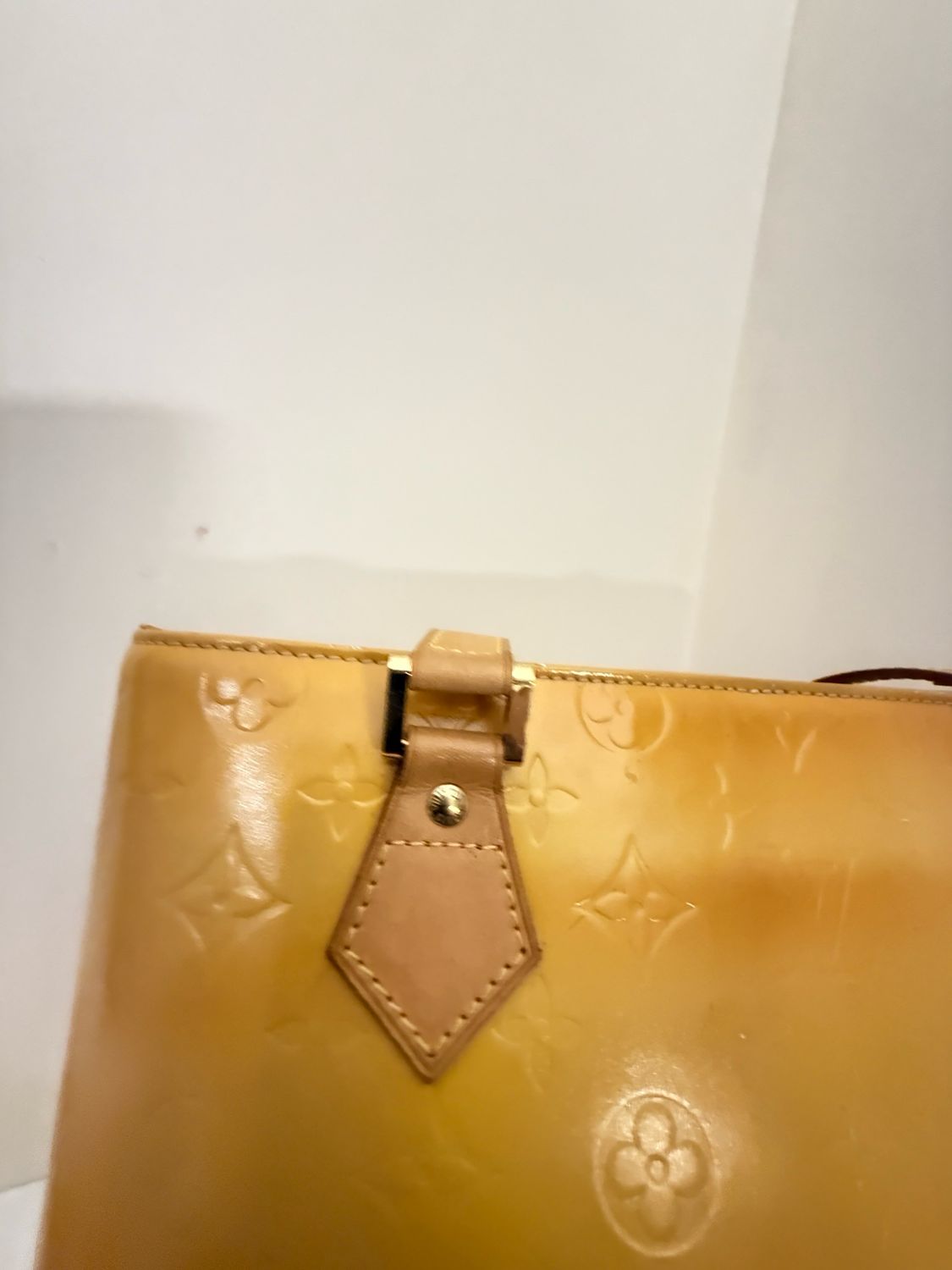 Louis Vuitton Yellow Monogram Vernis Houston Tote Leather Bag