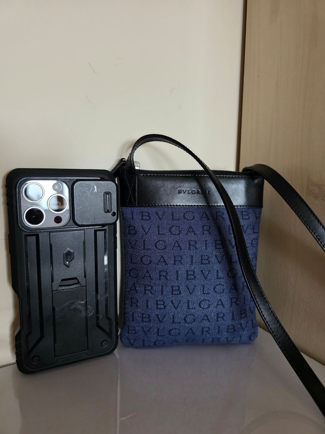 Bvlgari denim  LogoMania crossbody bag