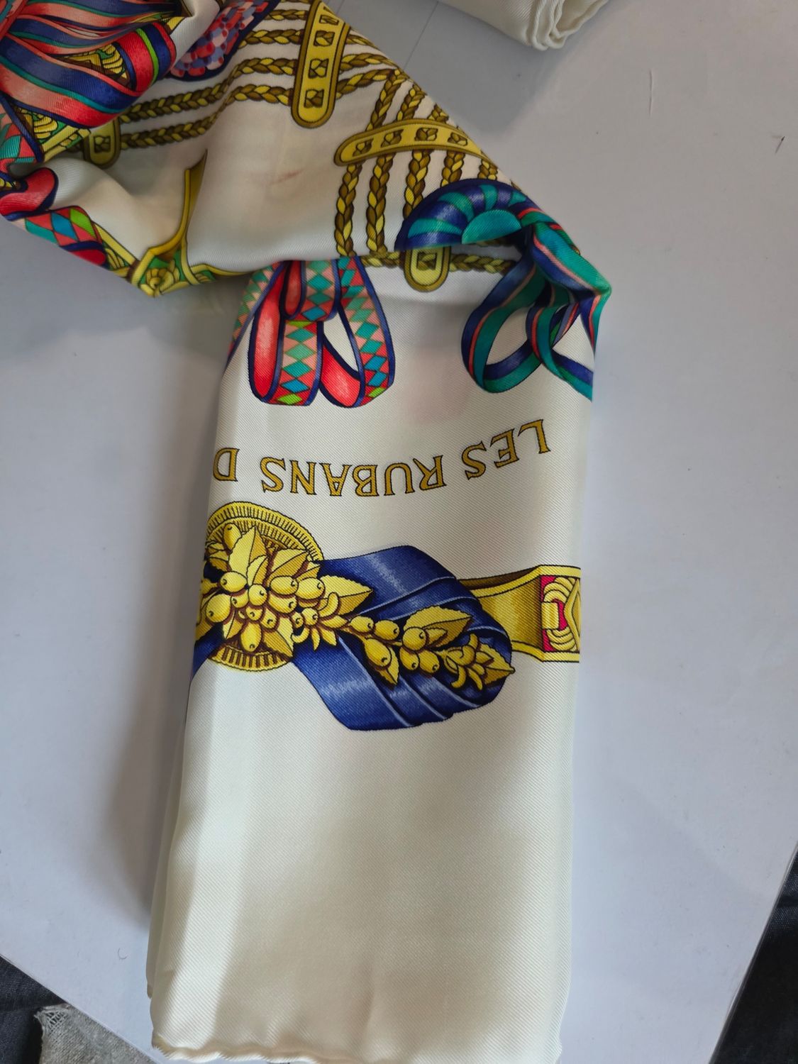 Hermes Silk Scarf Les Rubans Du Cheval 90cm