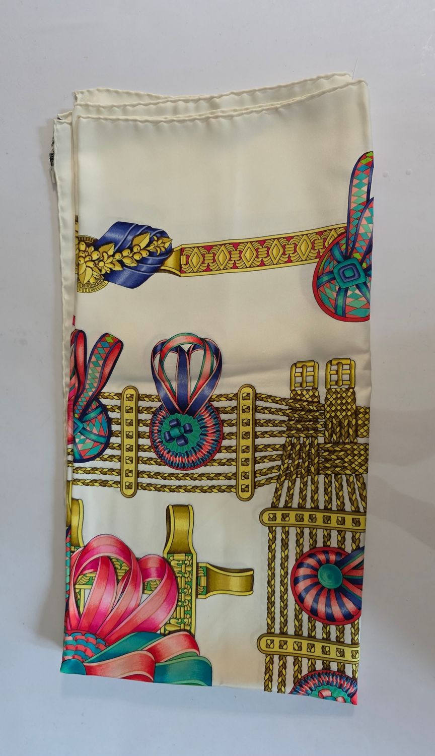 Hermes Silk Scarf Les Rubans Du Cheval 90cm
