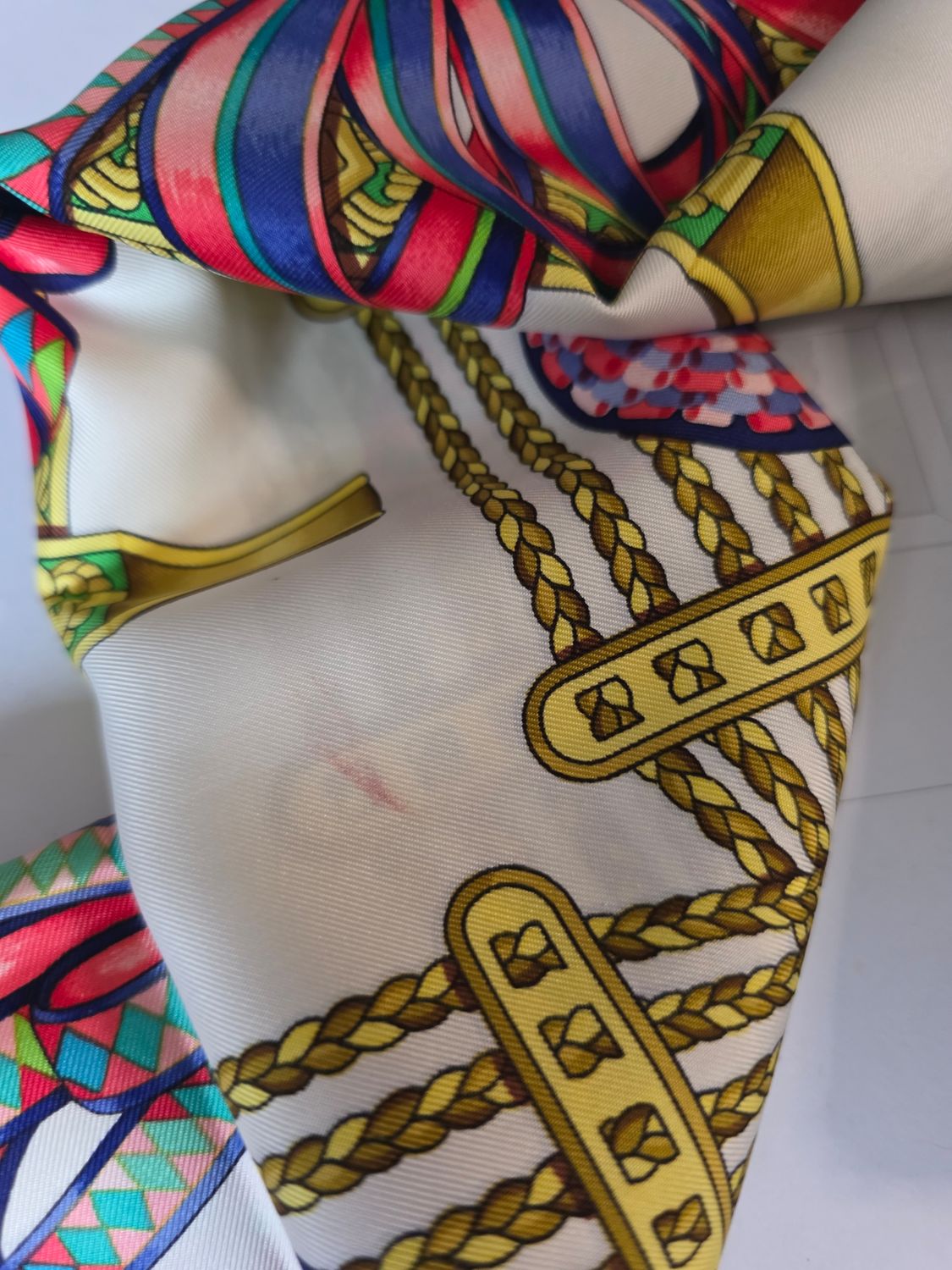 Hermes Silk Scarf Les Rubans Du Cheval 90cm