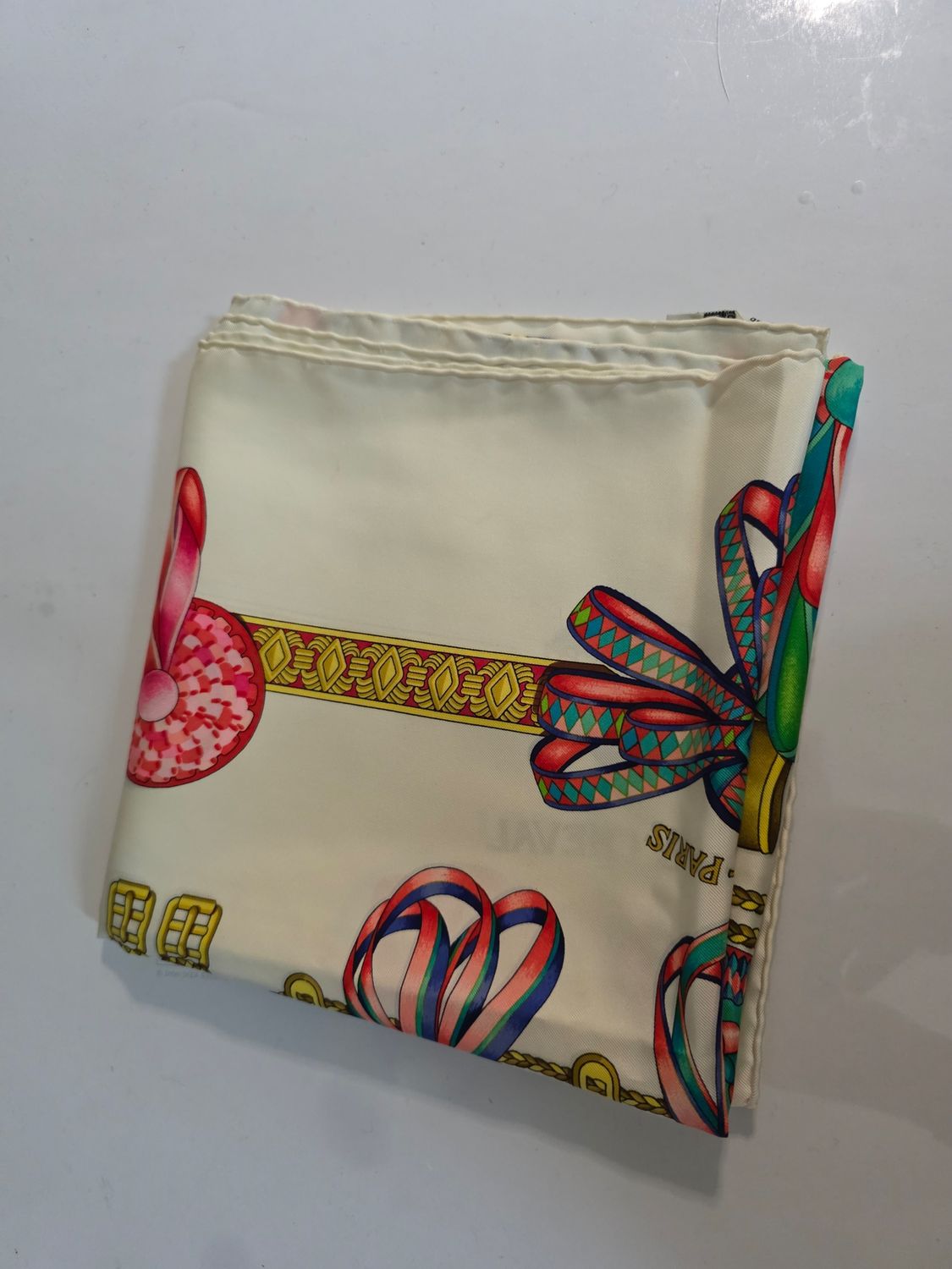 Hermes Silk Scarf Les Rubans Du Cheval 90cm