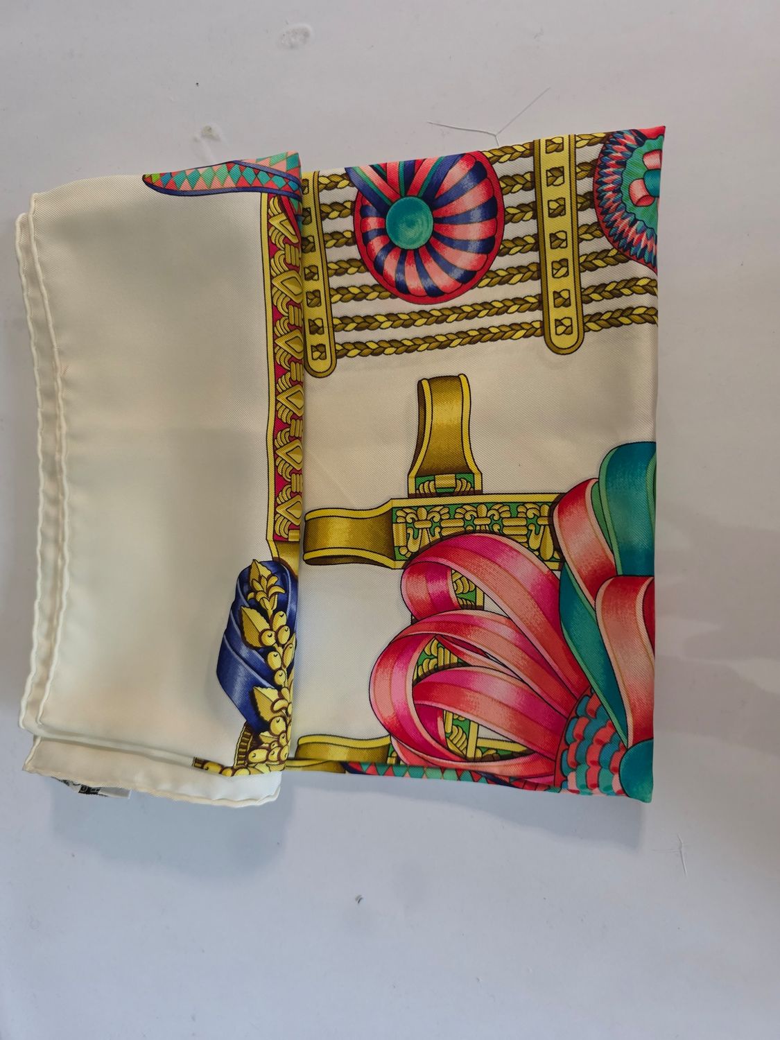 Hermes Silk Scarf Les Rubans Du Cheval 90cm