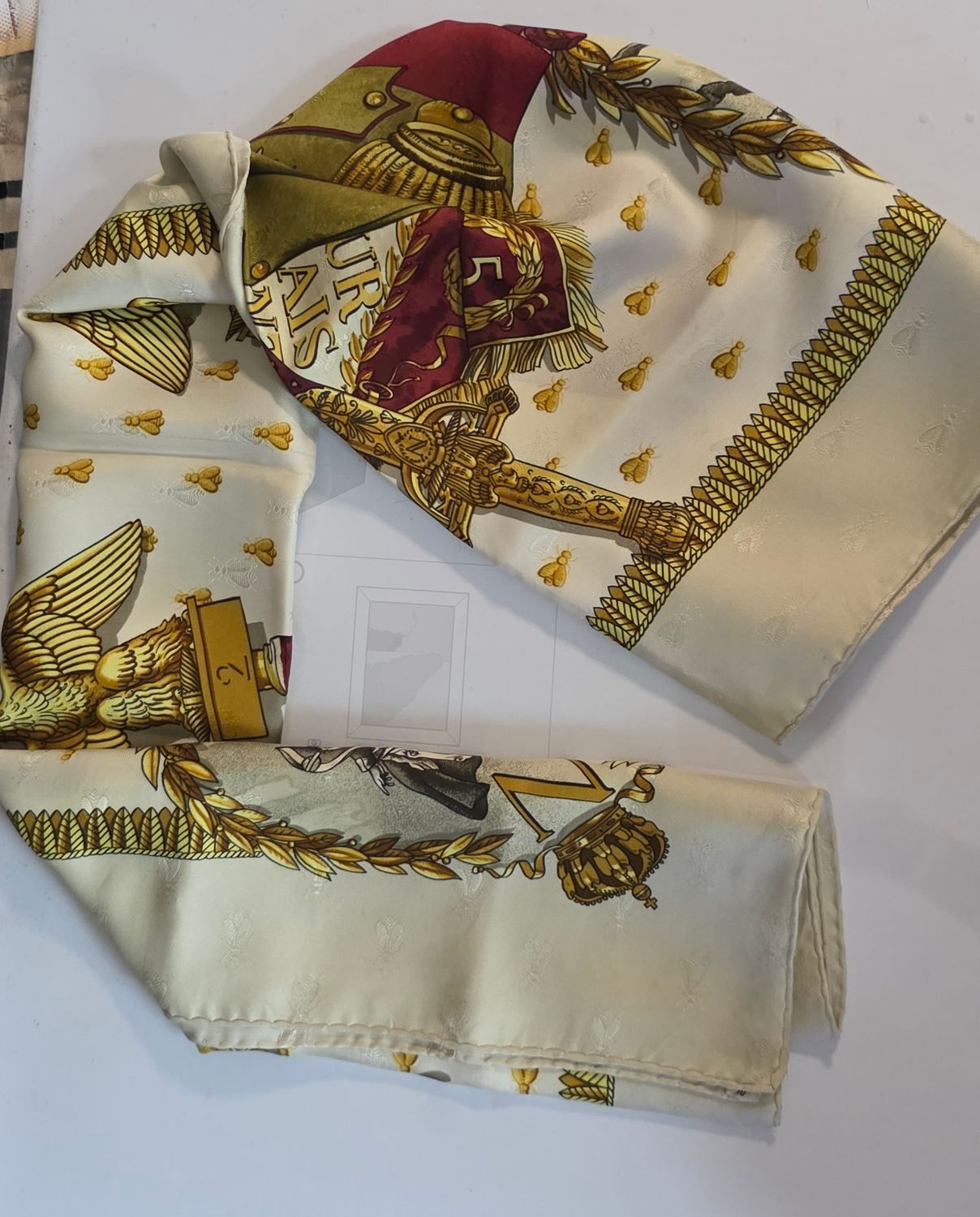 Authentic Vintage Hermès “Napoléon” jacquard silk scarf 90cm