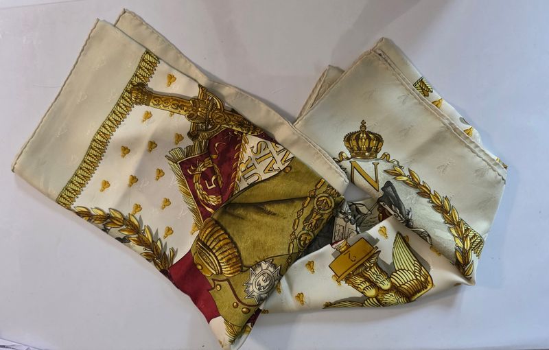 Authentic Vintage Hermès “Napoléon” jacquard silk scarf 90cm