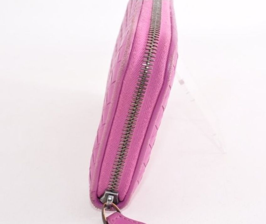 Bottega Veneta Pink Zip Around Intracato Wallet