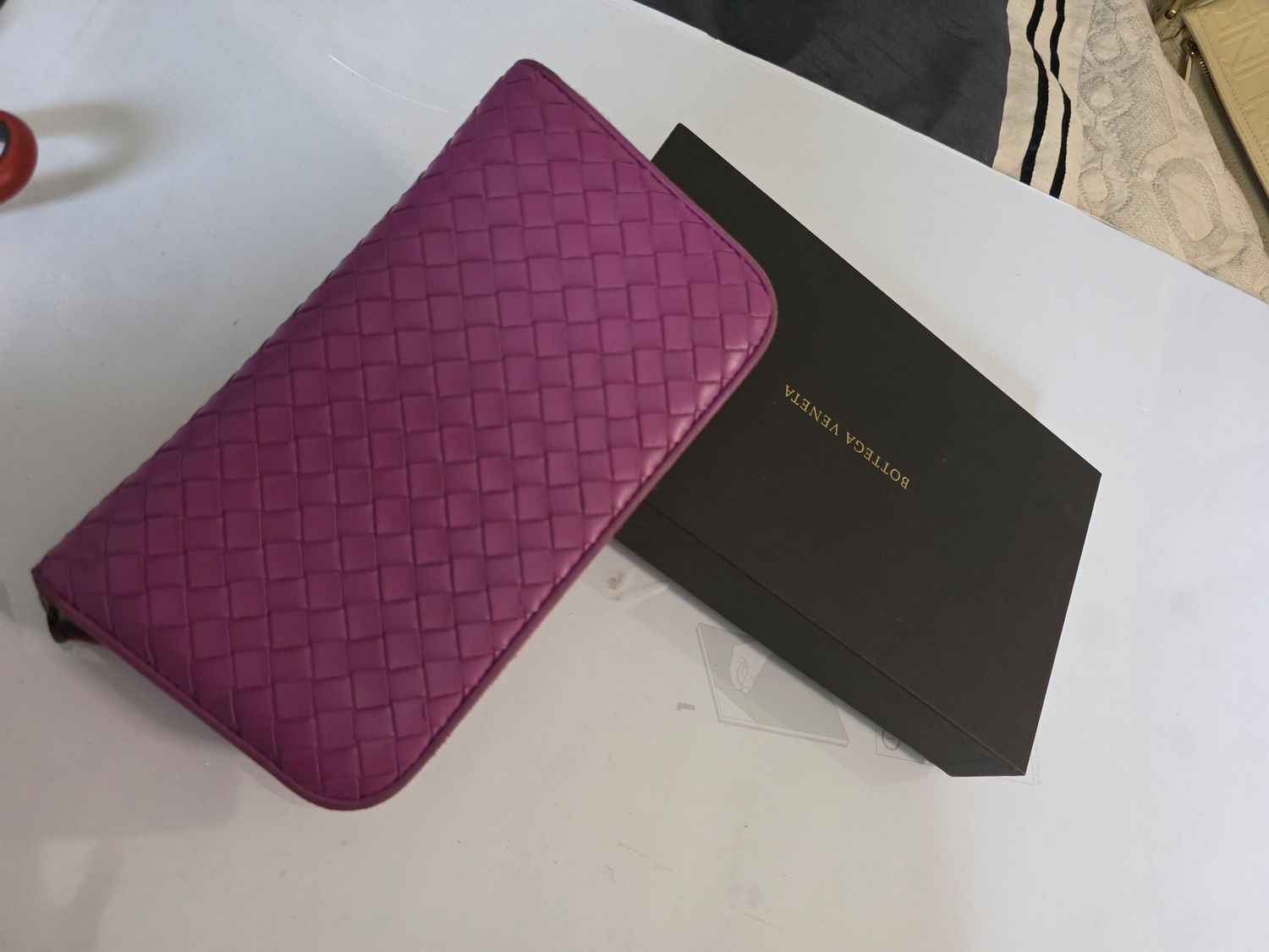 Bottega Veneta Pink Zip Around Intracato Wallet