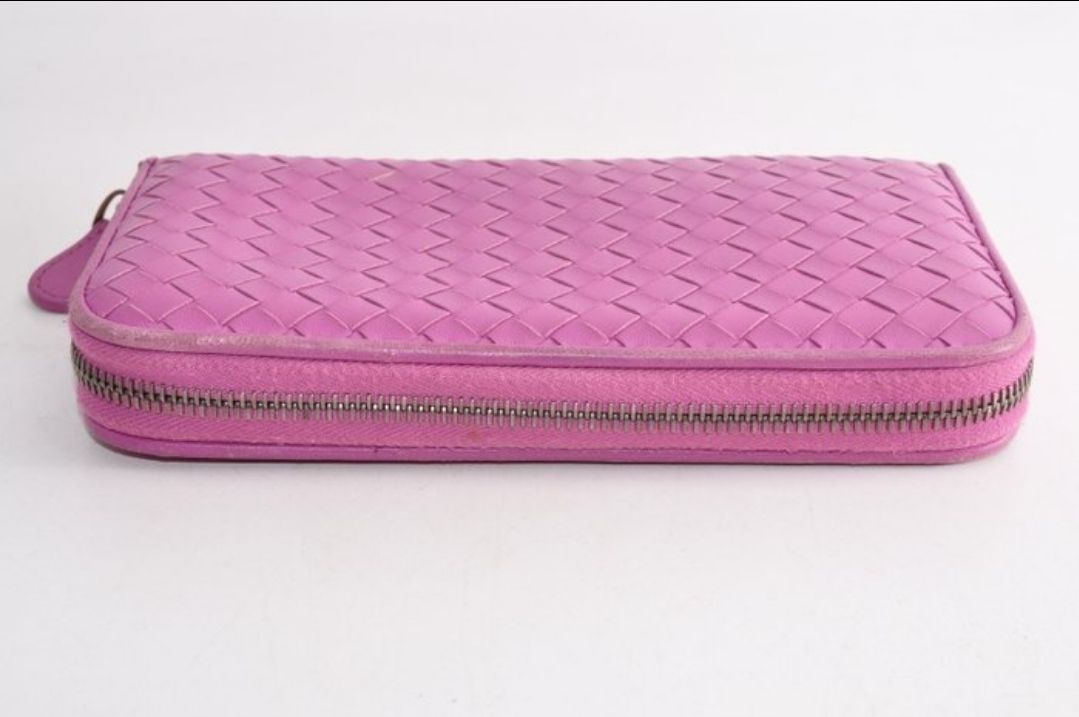 Bottega Veneta Pink Zip Around Intracato Wallet