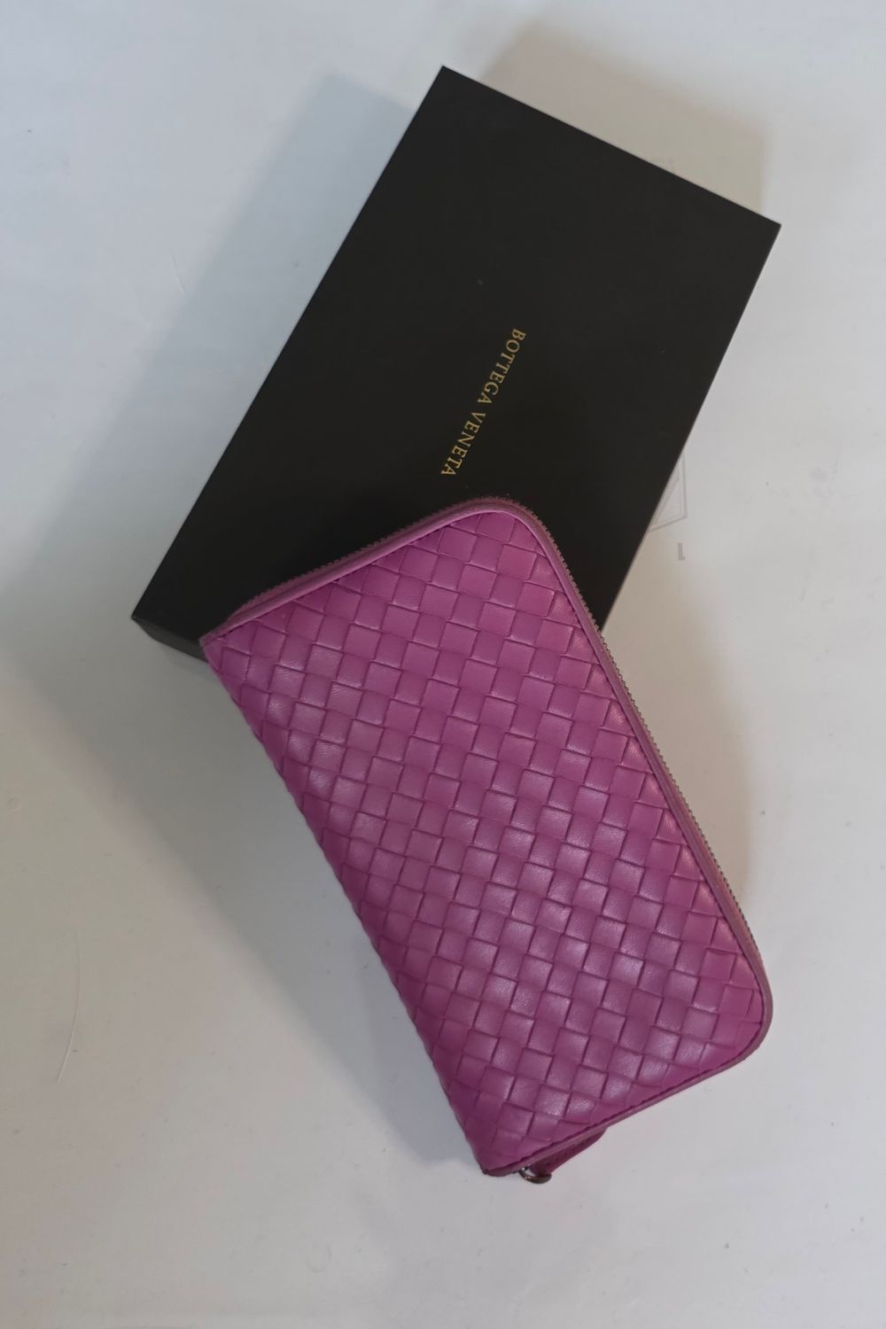 Bottega Veneta Pink Zip Around Intracato Wallet
