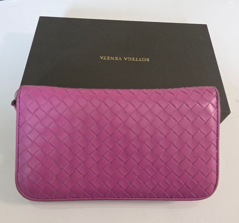 Bottega Veneta Pink Zip Around Intracato Wallet