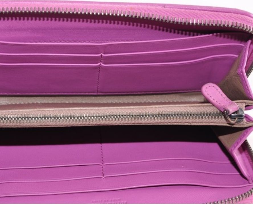 Bottega Veneta Pink Zip Around Intracato Wallet