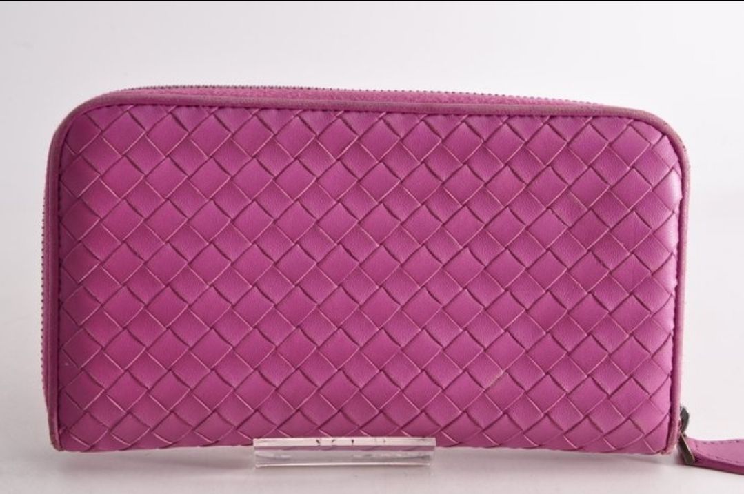 Bottega Veneta Pink Zip Around Intracato Wallet