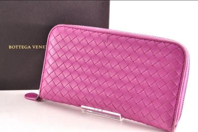 Bottega Veneta Pink Zip Around Intracato Wallet