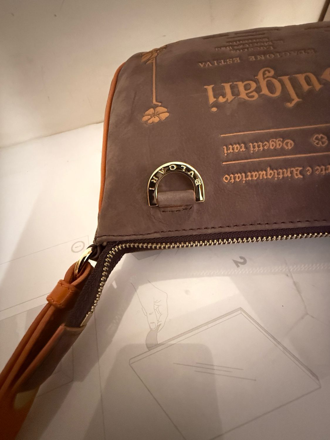 Bvlgari Slogan-debossed Shoulder Bag In Purple