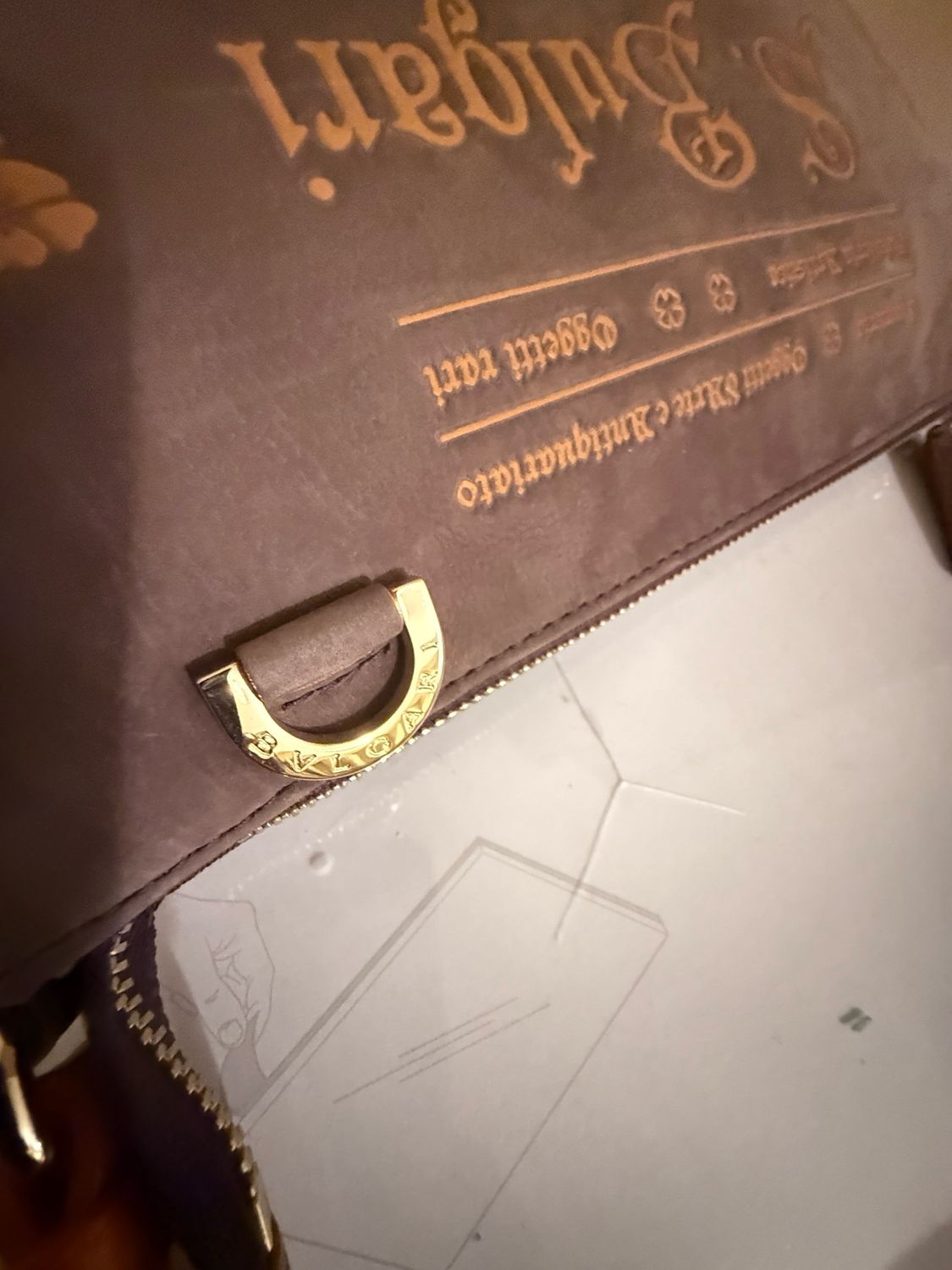 Bvlgari Slogan-debossed Shoulder Bag In Purple