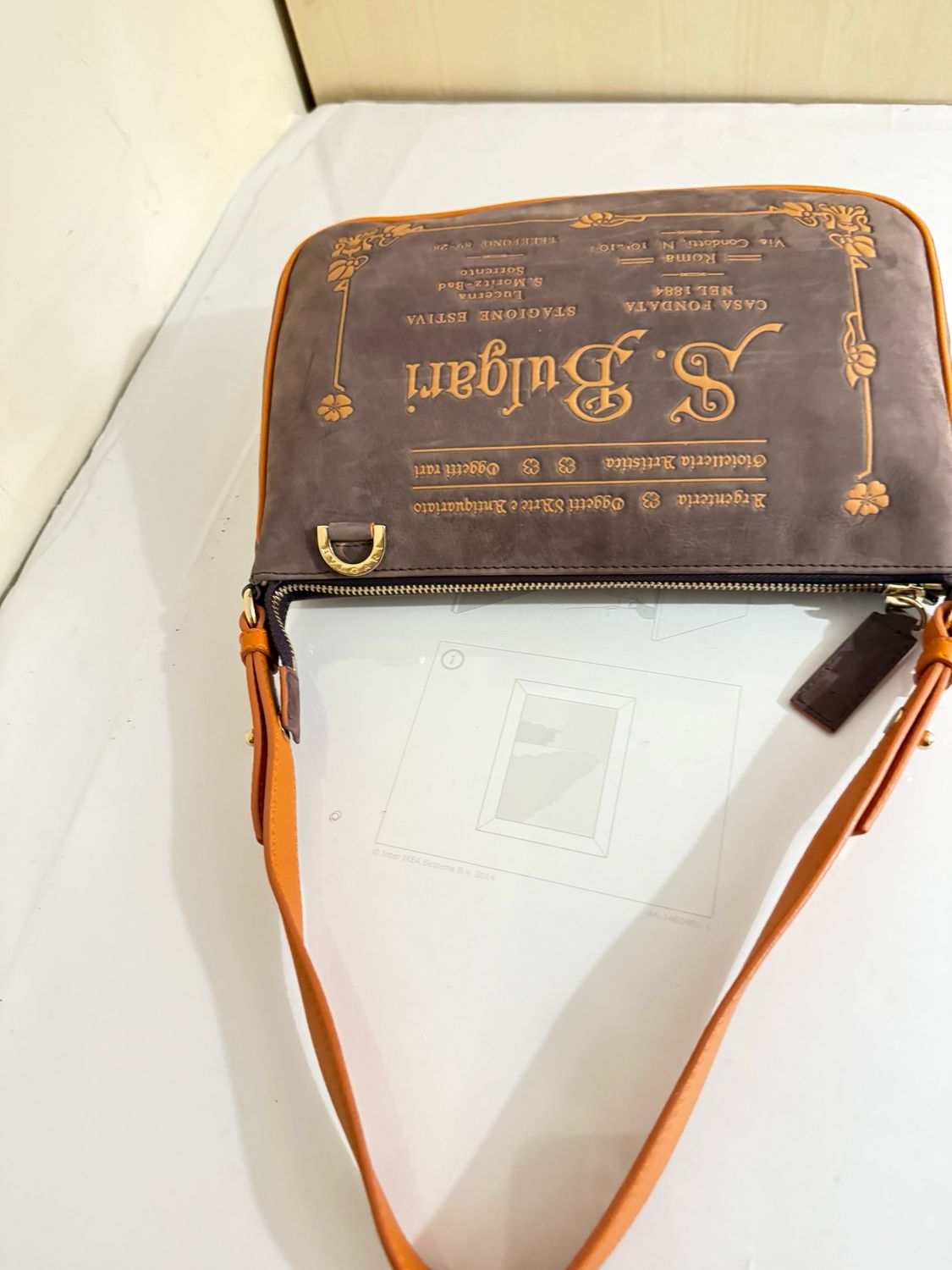 Bvlgari Slogan-debossed Shoulder Bag In Purple