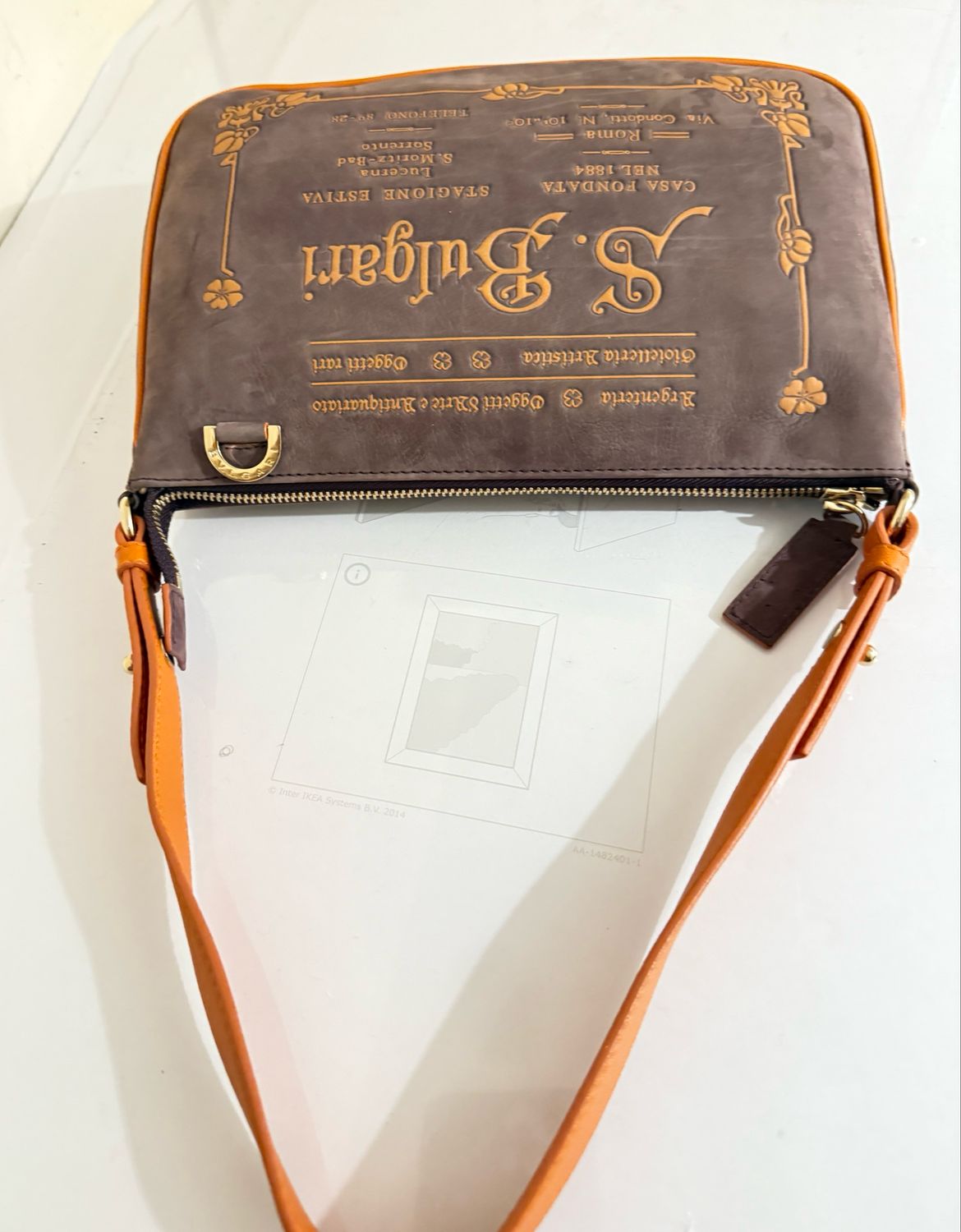 Bvlgari Slogan-debossed Shoulder Bag In Purple