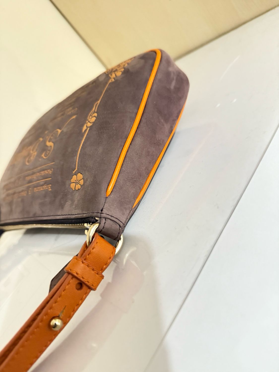 Bvlgari Slogan-debossed Shoulder Bag In Purple