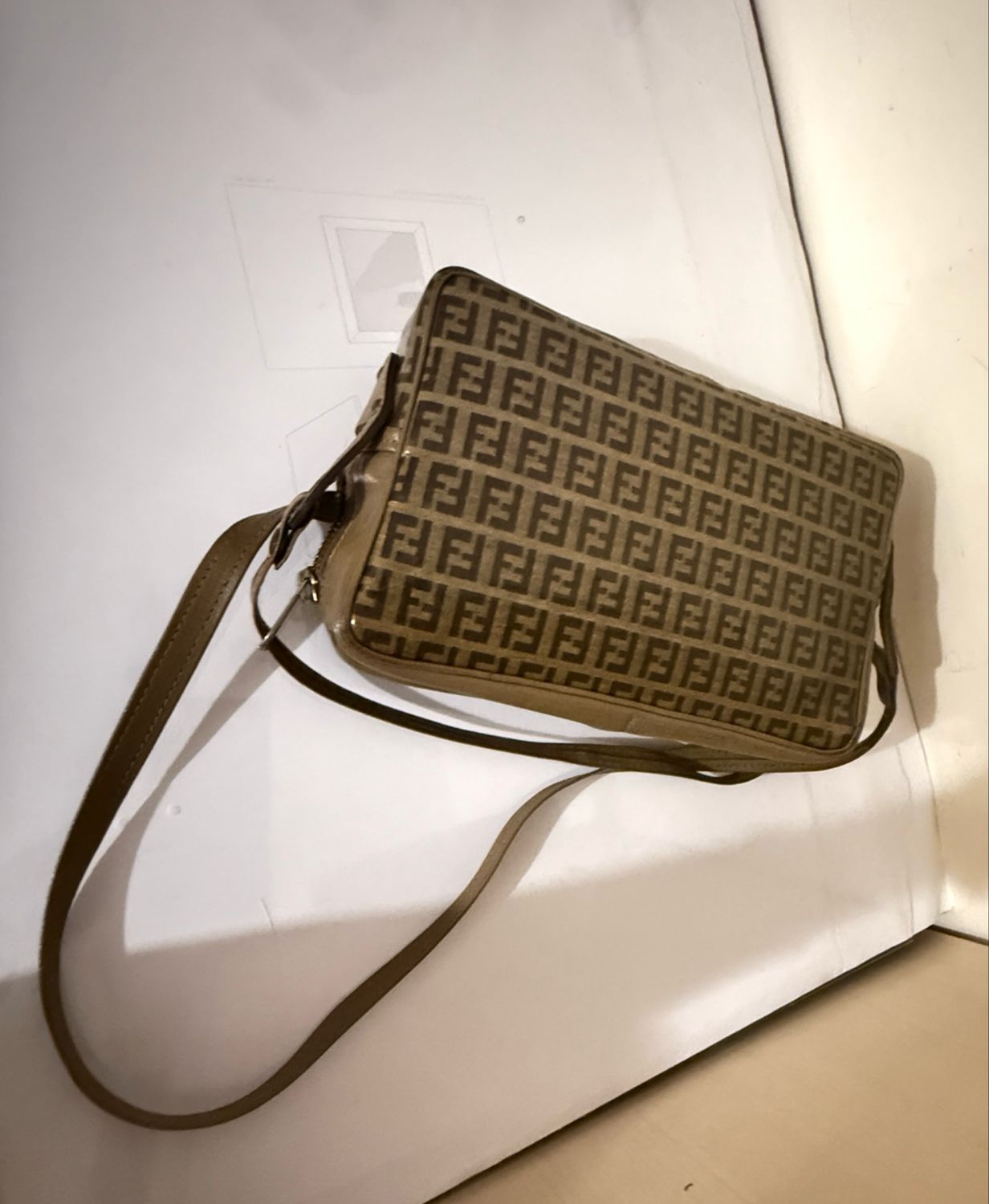 Fendi PVC Zucca Crossbody Bag Brown