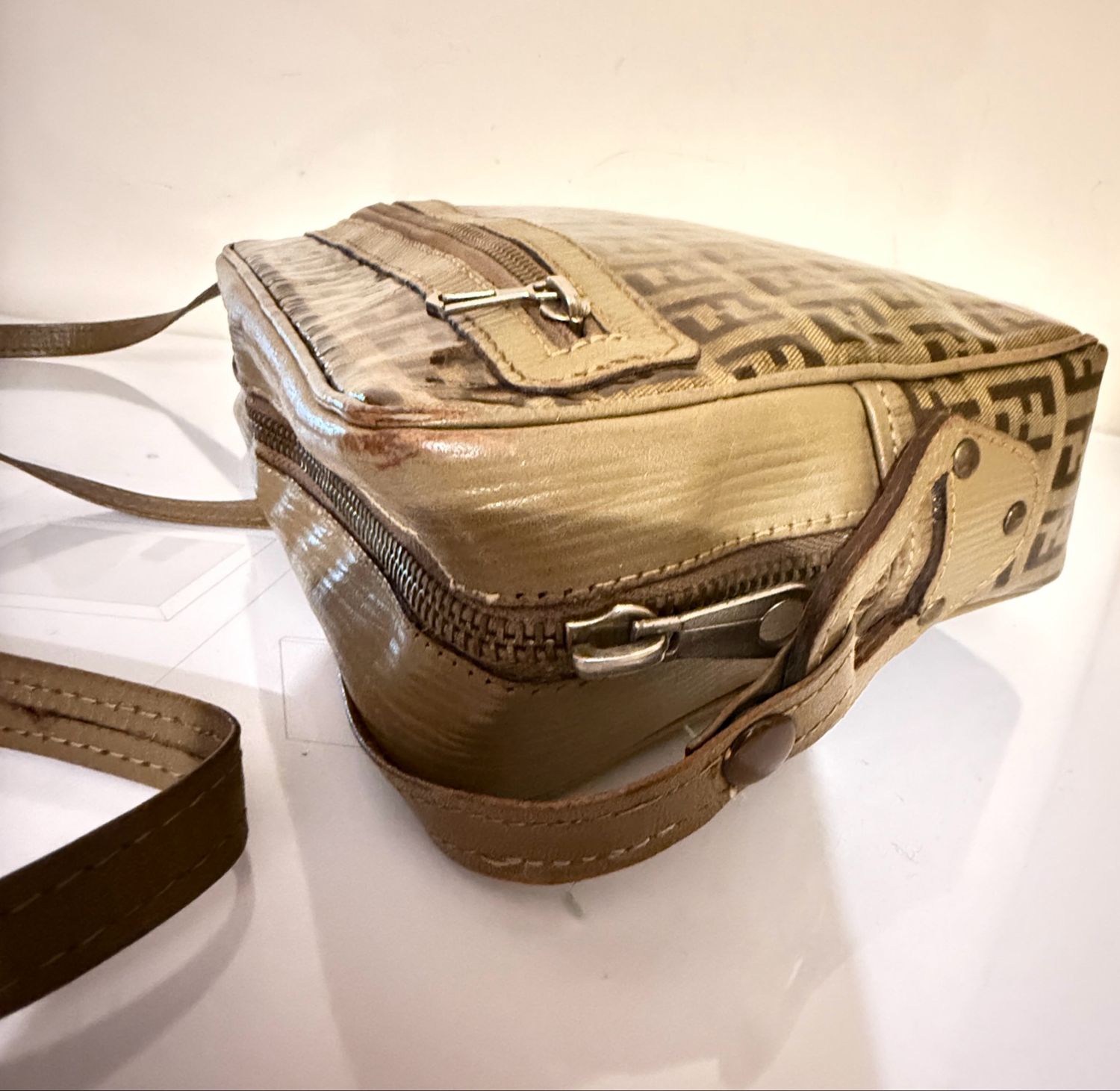 Fendi PVC Zucca Crossbody Bag Brown