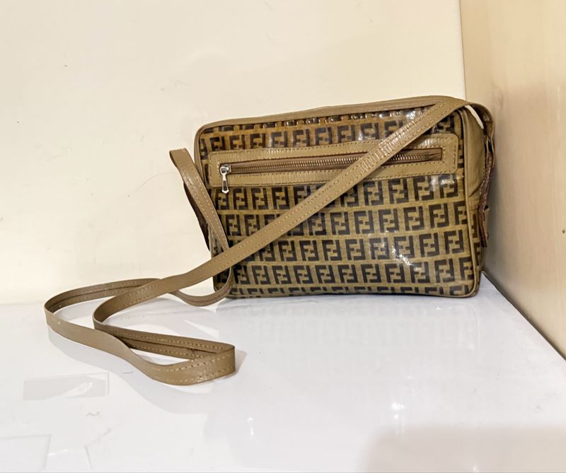 Fendi PVC Zucca Crossbody Bag Brown