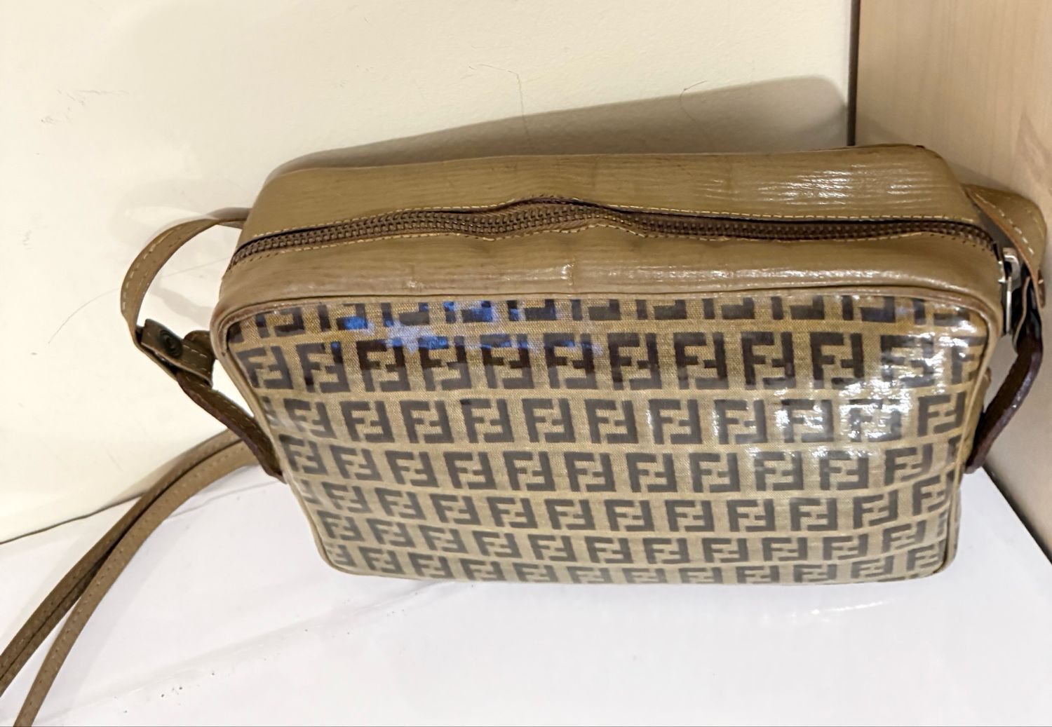 Fendi PVC Zucca Crossbody Bag Brown