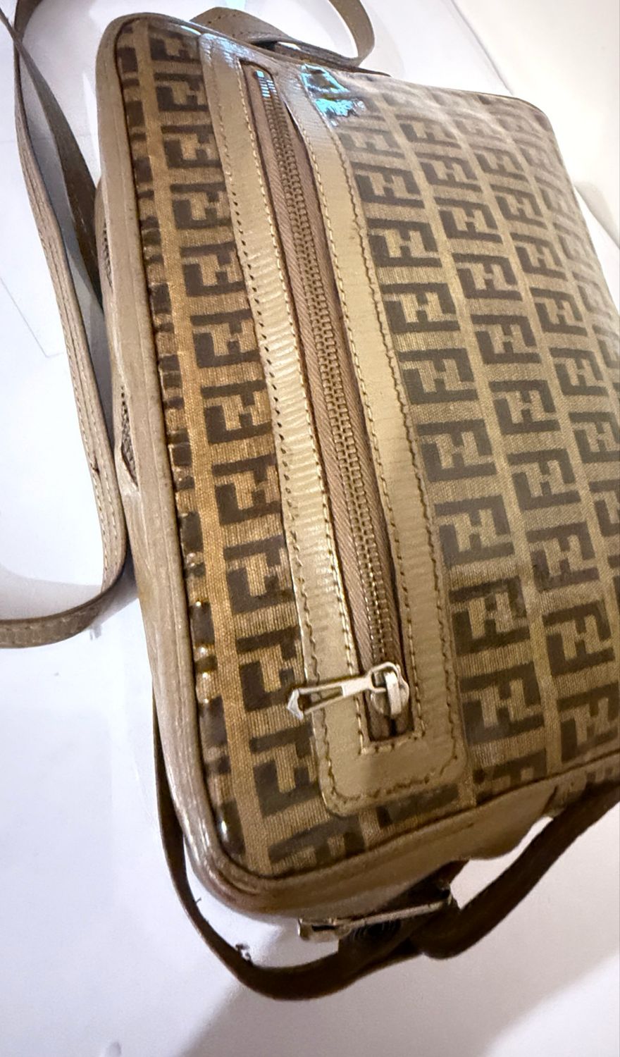 Fendi PVC Zucca Crossbody Bag Brown