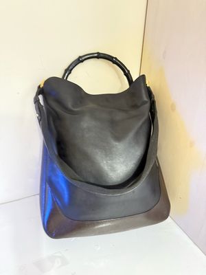 Gucci Leather Bamboo Tote and Shoulder Bag Black / Brown