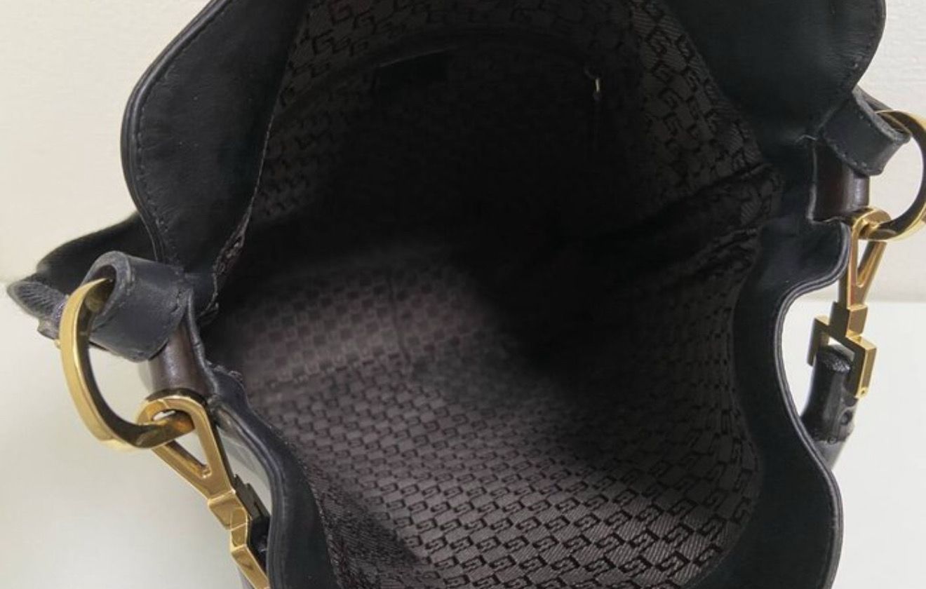 Gucci Leather Bamboo Tote and Shoulder Bag Black / Brown